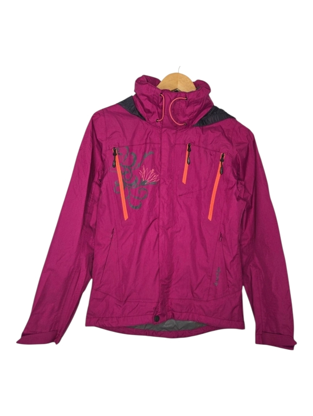 The North Face Womens Pink Floral Hooded Windbreaker Rain Jacket Size Small